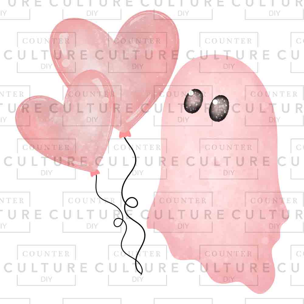 Ghosty heart balloon UV DTF