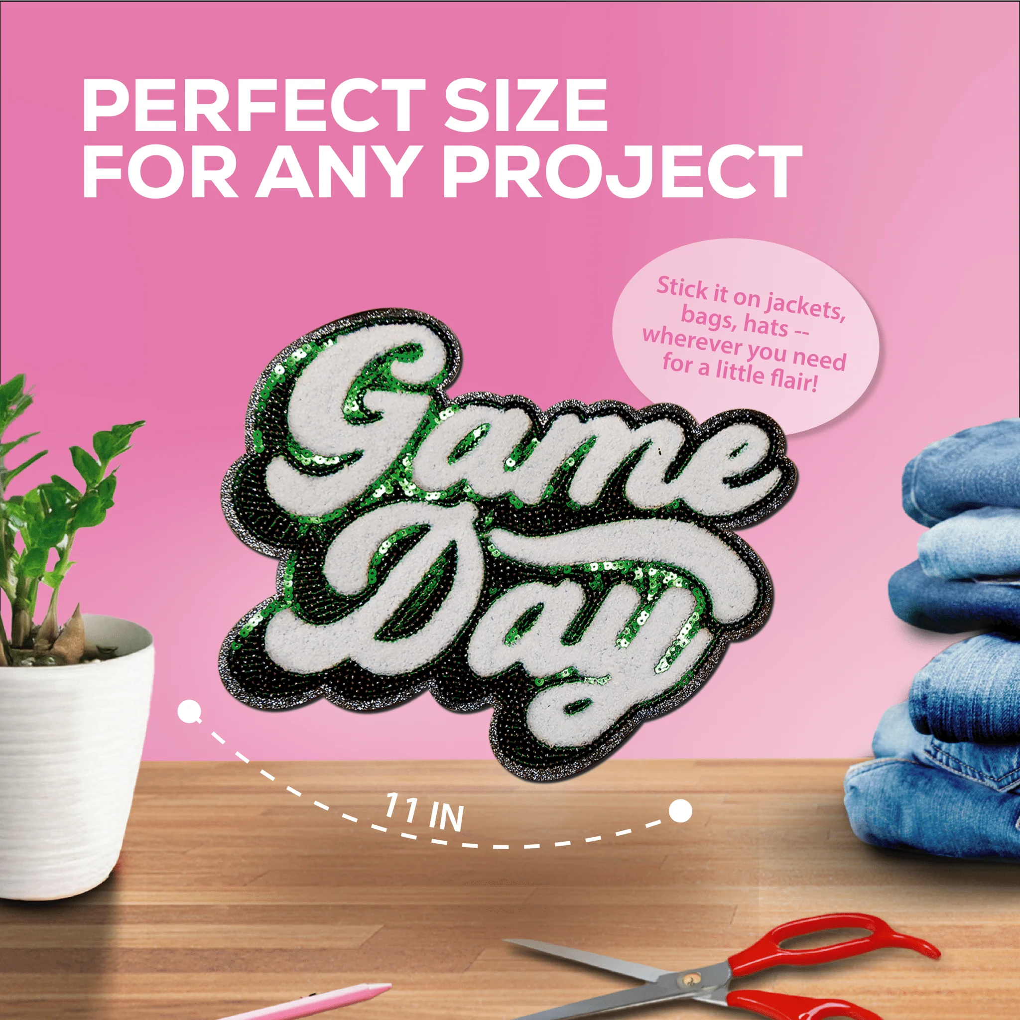 Green "Game Day" Chenille Patch - Image 4