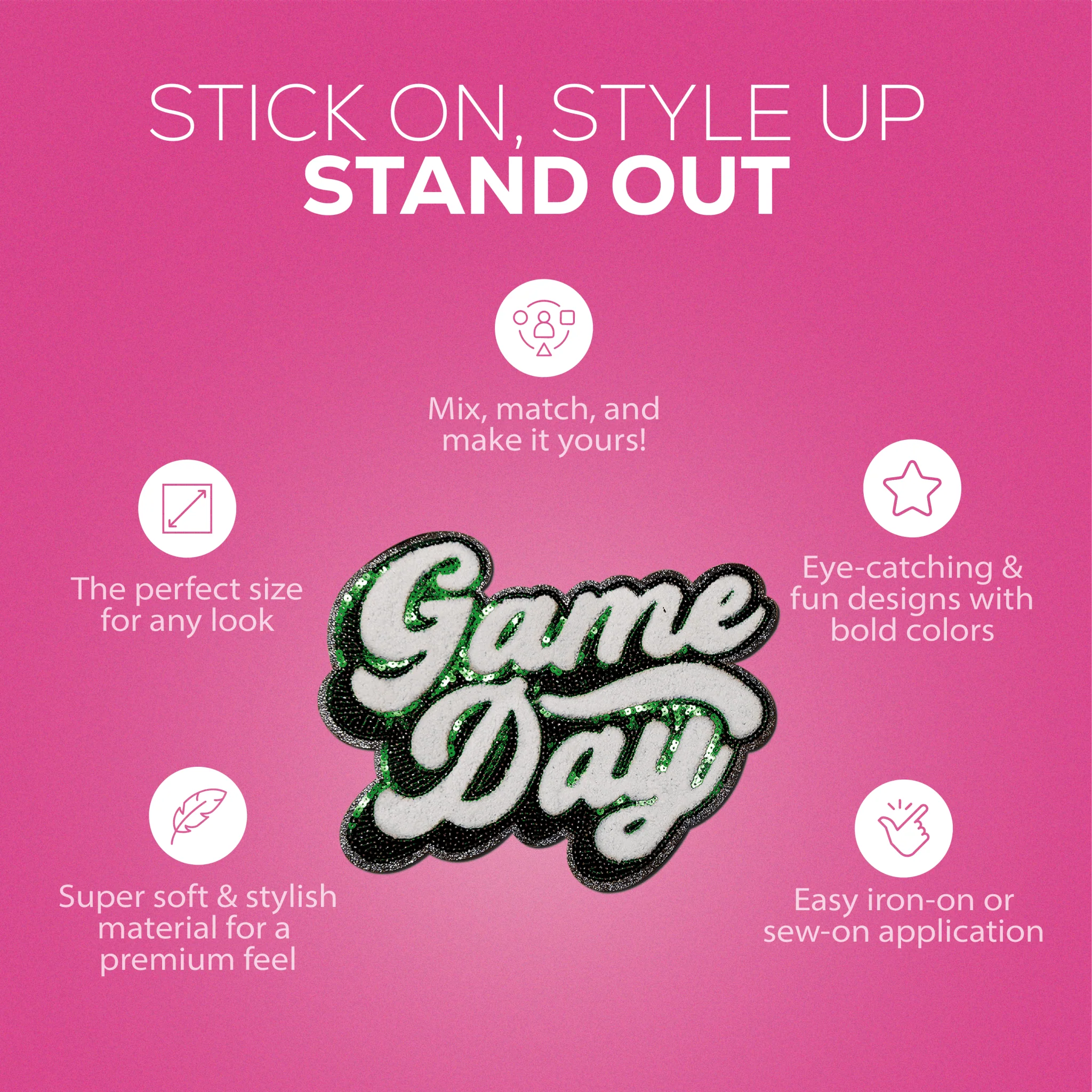 Green "Game Day" Chenille Patch - Image 5