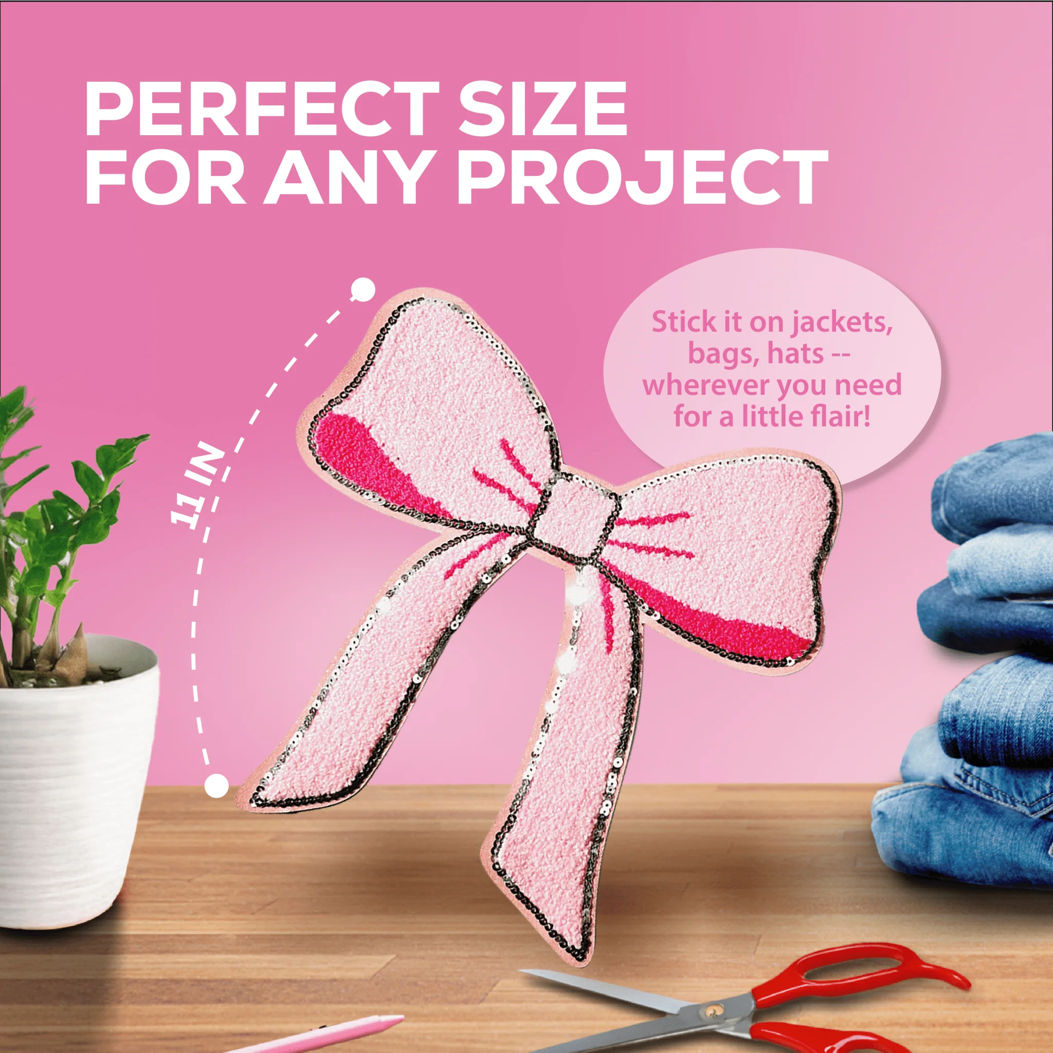 Pink Chenille Bow Patch - Image 4