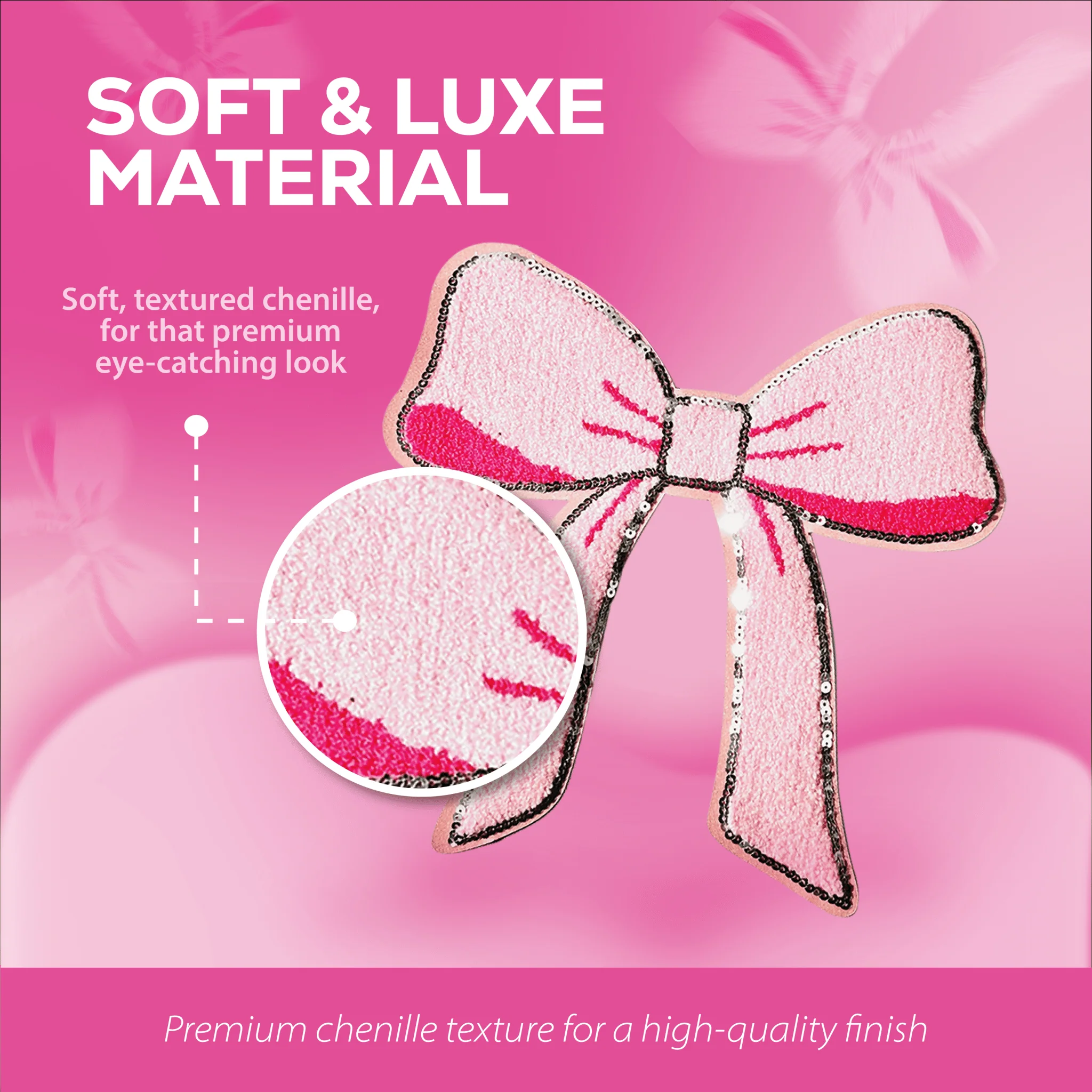 Pink Chenille Bow Patch - Image 5
