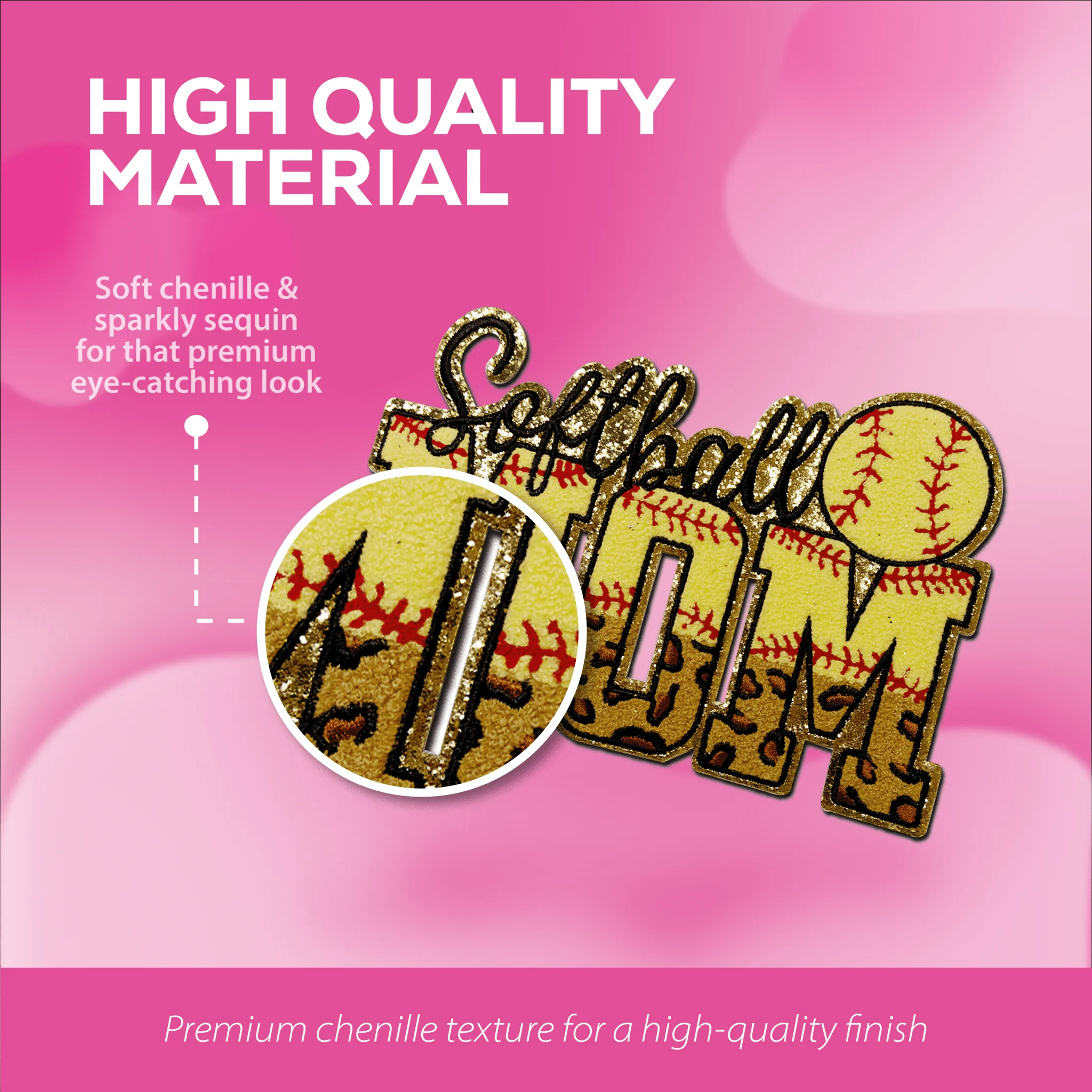 "Softball Mom" Chenille Patch - Image 2