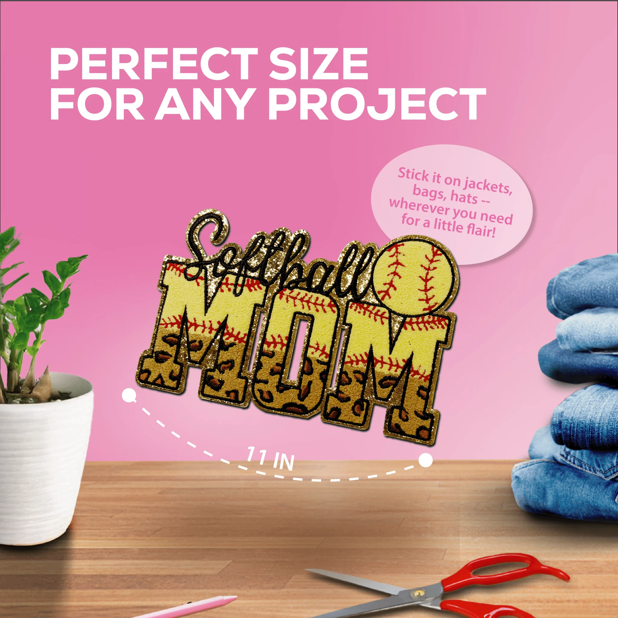 "Softball Mom" Chenille Patch - Image 3