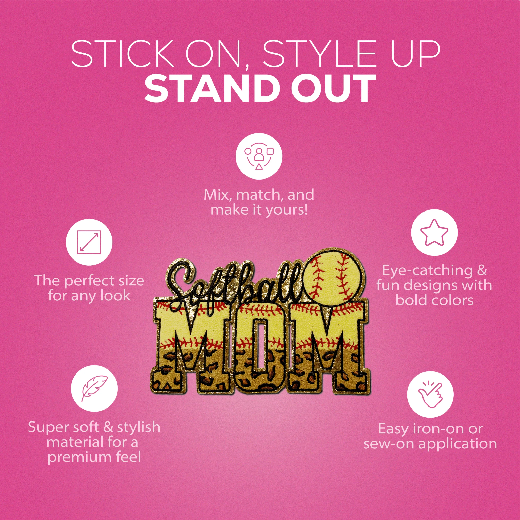 "Softball Mom" Chenille Patch - Image 5