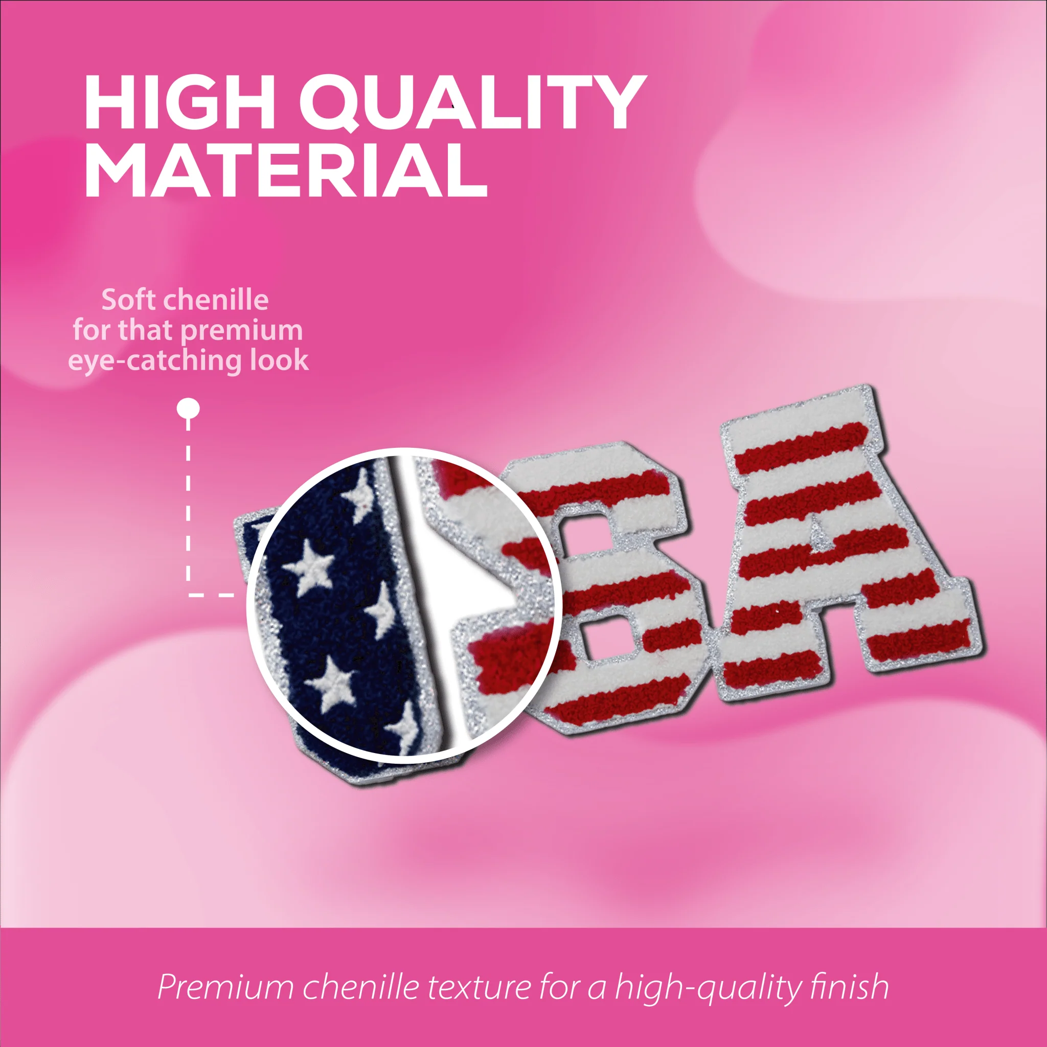 "USA" Flag Pattern Patch – Chenille Patch - Image 2