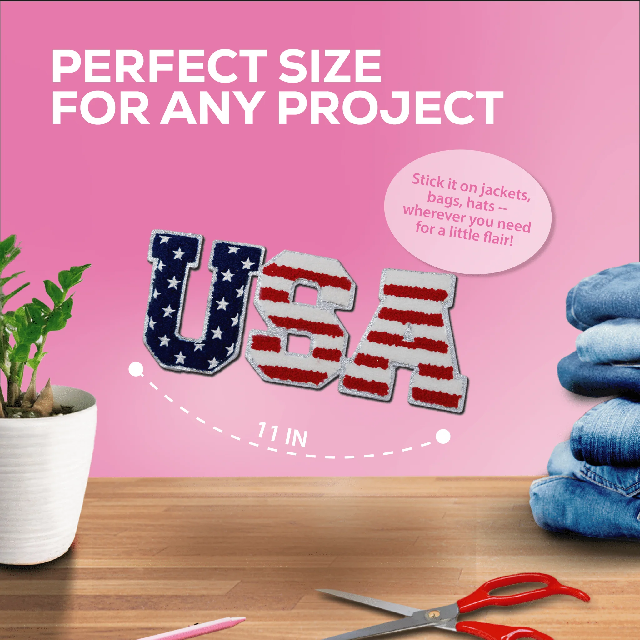 "USA" Flag Pattern Patch – Chenille Patch - Image 3