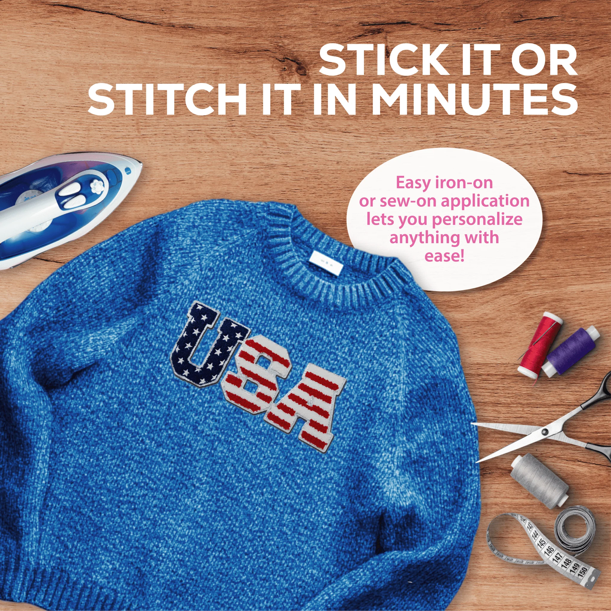 "USA" Flag Pattern Patch – Chenille Patch - Image 6